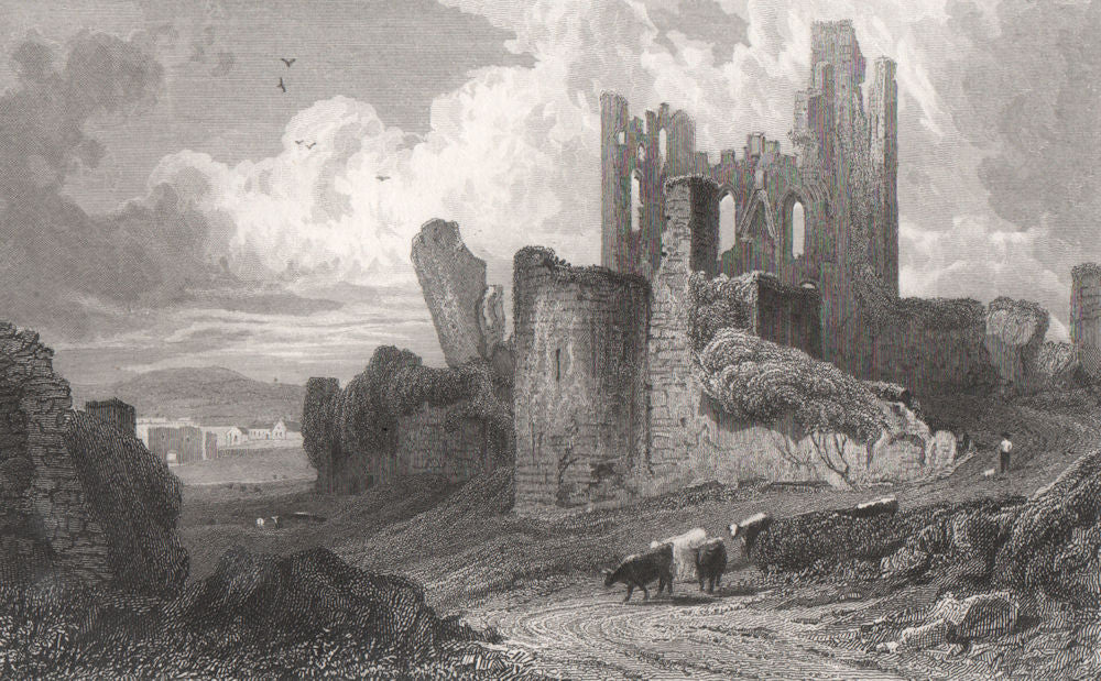 Caerphilly Castle, Glamorganshire, Wales, by Henry Gastineau 1835 old print